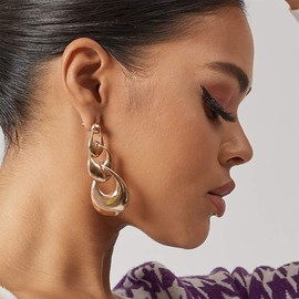 Aimimier Boho Long Drop Dangle Earrings Geometric Chanderlier Earrings Minimalist Statement Earrings for Women(Gold)