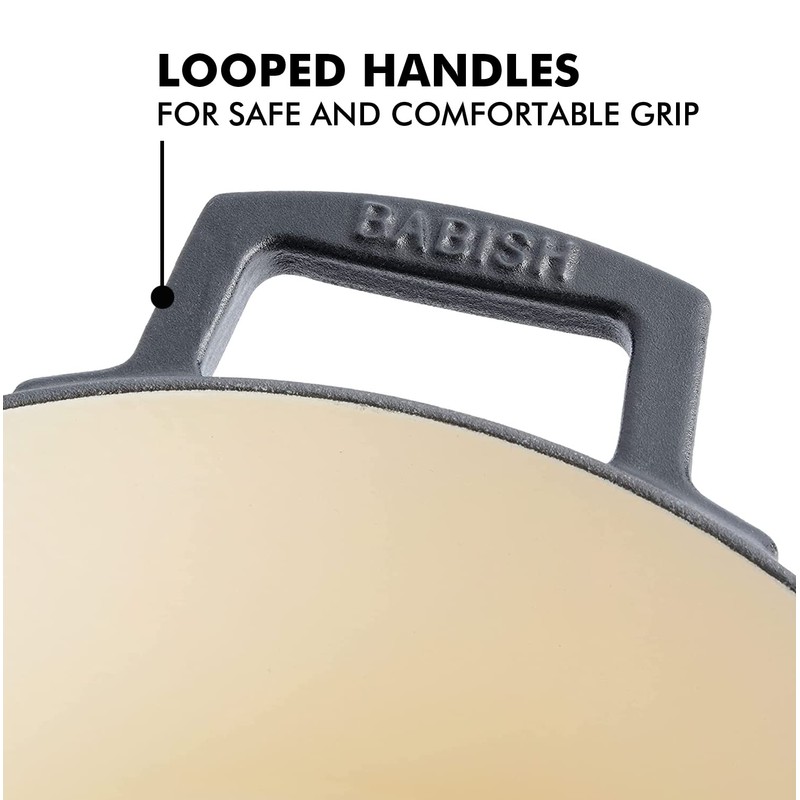 Babish 6-Quart Round Enamel Cast Iron Dutch Oven with Lid