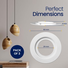 Fizring 3 Pack Lampshade Reducer Ring — Metal Light Fitting Lamp Shade Adaptor Rings for ES/E27 to BC/B22 Plate, Washer/Converter for Light Shade — White
