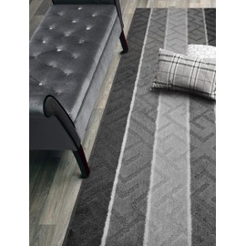 ORFA HOME Custom Size Meander Hallway Runner Rug Slip Resistant, 26 Inch Wide x Your Choice of Length Size, Anthracite, 26 Inch X 5 Feet, Sold and Priced Per Foot