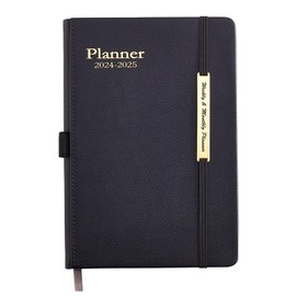 Daily Planner 2024-2025,Monthly Weekly Planner Runs from July 2024-December 2025,18 Month Planner with Pen Holder,Hardcover Daily Planners Notebook,100GSM Thick Paper,Black