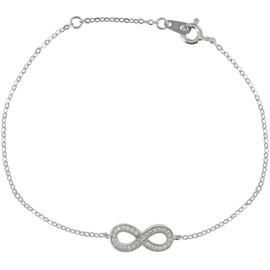 Les Poulettes Jewels - Silver Rhodium Infinity Bracelet and Rhinestones