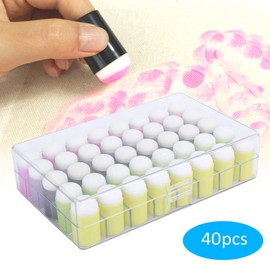 40Pcs Daubers de esponja de dedo Set Cepillo de estampado de almohadilla de tinta con caja de almacenamiento para pintar Dibujo Tiza Fabricación de tarjetas de tiza(Color mezclado)