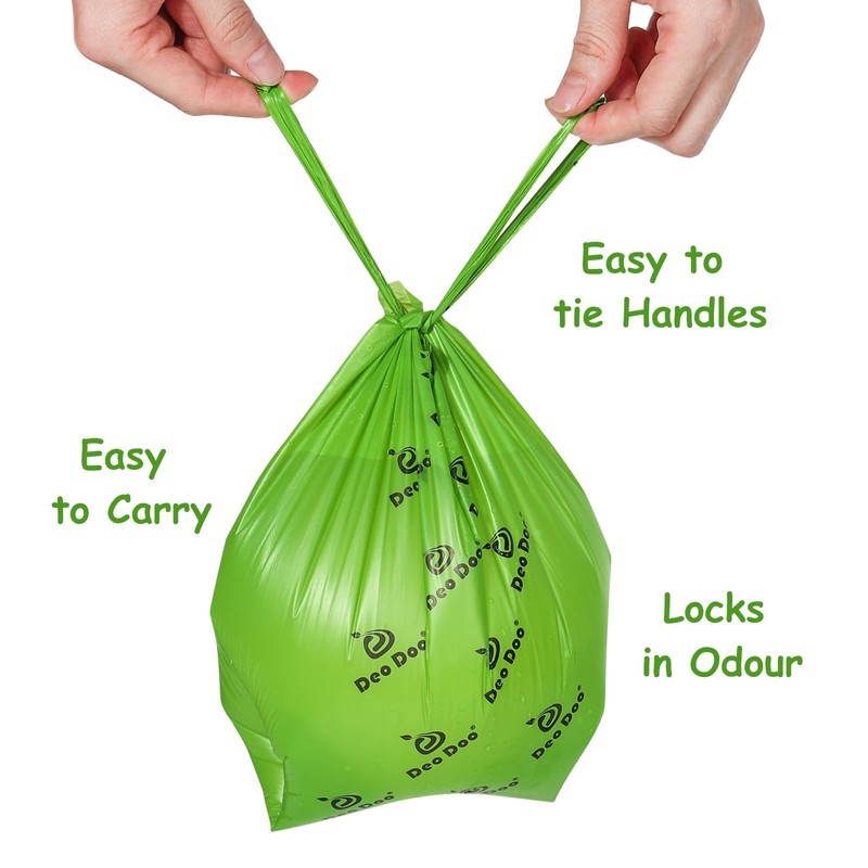 Dog Poo Bags with Handles 50% Recycle Material 50% Cornstarch