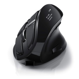 CSL - optische vertikale Maus kabellos - Wireless Mouse – Funkmaus mit OLED Display - 2,4 Ghz - gegen Mausarm - mit Kailh Switche - Vertikalmaus ergonomisches Design - programmierbare Tasten
