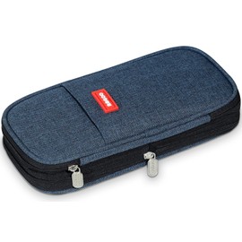 MESVIER Estuche para Lápices de Gran Capacidad, Lapicera Expandible con 4 Compartimientos, Lapiceras Organizadoras de Lona Organizador de Papelería para Escolar Oficina Trabajo (Azul Oscuro)