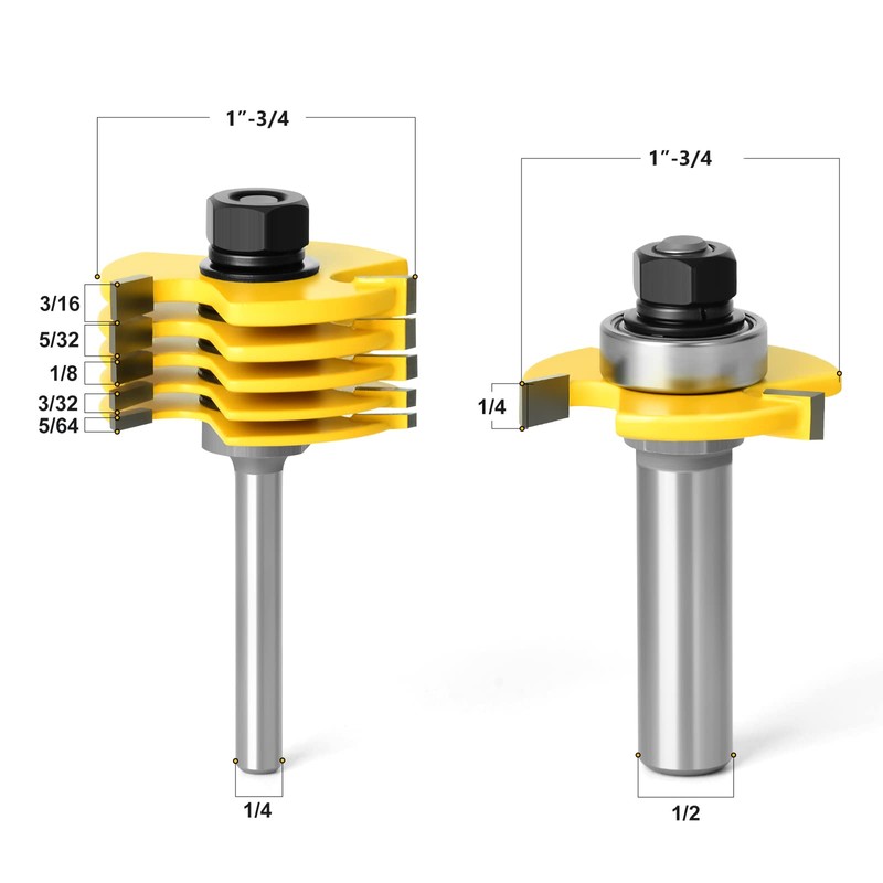 MEIGGTOOL 1/2 Inch Shank Slot Cutter Router Bit Set -