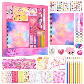 Gift for 6 7 8 9 10 11 12 Year Old Girl, 110pcs DIY Journal Kits for Teen Girls,Birthday Toy Gifts