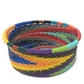 Fair Trade Zulu Telephone Wire 3.5-inch Catch-All Caddy/Wine Bottle Coaster, Each One Unique, African Spirit