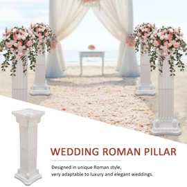WOQLIBE 2 Pack Elegant Wedding Roman Column, Display Roman Pedestal Stand - Tall Pillar Artistic Classic Greek Statue for Wedding Birthday Party Garden Party Baby Shower, 11.8 x 35.4 Inch