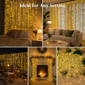 DomeStar 105Ft 15PCS Vines with Light for Bedroom, Artificial Ivy Garland Fake Plants with 100 LED Bulbs Fairy Curtain Lights Hanging Leaves Wall Decor for Home Garden Party Living Room