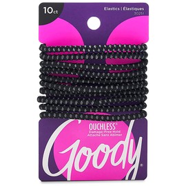 Goody Ouchless No Slip Hair Ties, 10 Ct, Black, 4MM Rubber Bands, SlideProof, Pain-Free Styling Accessories for Women & Men, Made for Long-Lasting Braids, Ponytails & More, All Hair Types