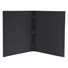 School Smart Heavy Duty 2 Pocket Portfolio with 3 Hole Fastener - 9 1/2 x 12 in - 25 Pack - Black