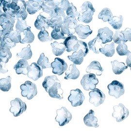 PATIKIL Glass Trumpet Flower Beads, 100 Pcs Gradient Flower Bead Charm for Jewelry Making DIY Craft, Bracelets, Earrings, Necklaces Decorations, Ink Blue