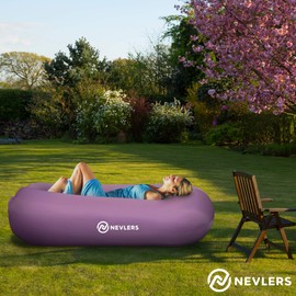 Nevlers Inflatable Lounger with Side Pockets and Matching Travel Bag - Lavender - Waterproof and Portable - Great and Easy to Take to The Beach, Park, Pool, Backyard and as Camping Accessories…
