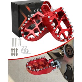 JFG RACING Motorcycle Foot Pegs Pedals Footrests For CR80/85, XR250R/600R/650L/650R, CRF230L/1000L, KLX250/300 And More Dirt Bikes, RED