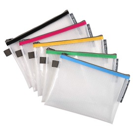 Exacompta 34140E Pack of 10 EVA Sleeves with Zip Made of Flexible Plastic DIN A5 Assorted Colours Ideal for Office Supplies and Accessories Pencil Case Document Mat Case