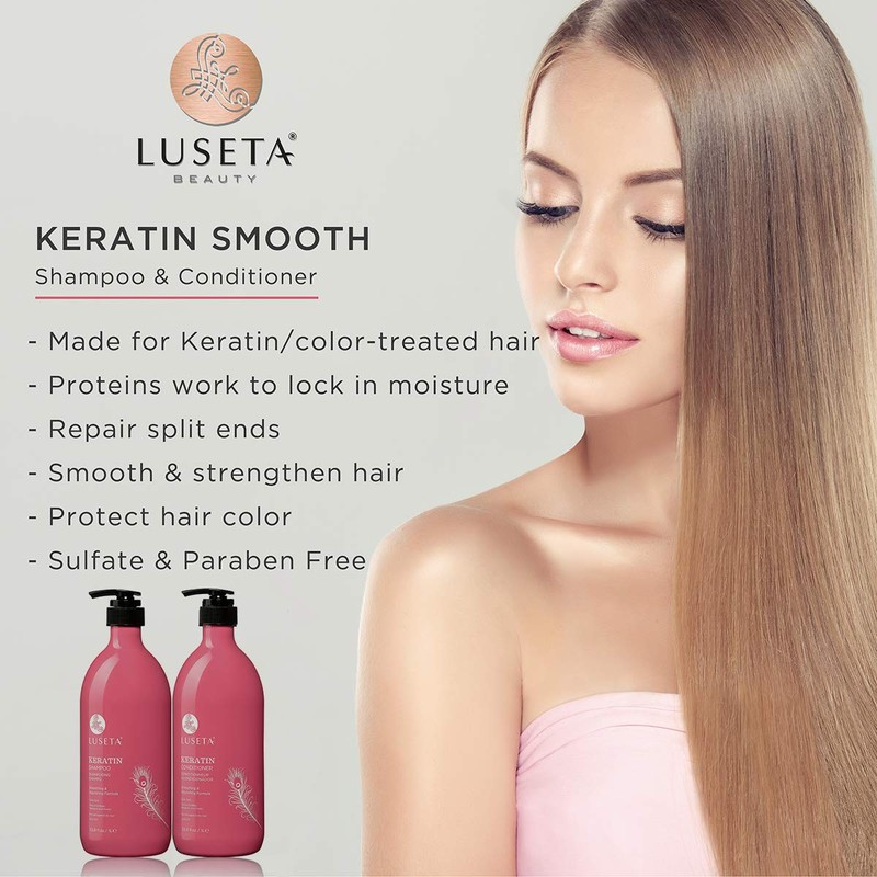 Luseta Keratin Smooth Shampoo and Conditioner Set Moisturizing and Hydrating