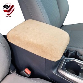 Car Console Covers Plus Made in USA Fleece Auto Armrest Center Console Cover Designed for Nissan Pathfinder 2013-2021 Tan