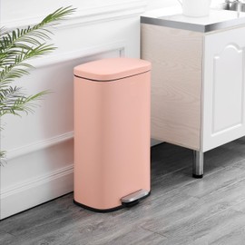 happimess HPM1011F Curtis 8-Gallon Step-Open Trash Can, Fingerprint Resistant, Modern, Minimalistic for Home, Kitchen, Laundry Room, Office, Bedroom, Bathroom, Flamingo Pink