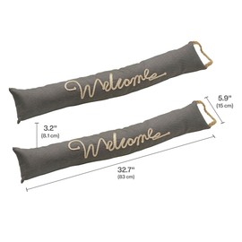 Gray Fabric Welcome Draft Stoppers, 32.68x3.15x5.91Inch, Set of 2