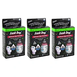 Fresh Drop Bathroom Odor Preventor, Toilet Smell Eliminator, Before-You-Go Bathroom Essential, Traps Strong Odors, 3 Count Value Pack