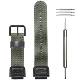 18mm Nylon Strap Compatible with Casio AE-1200WH AQ-S810W SGW-300H 400 Leather Repalcement Watch band - ArmyGreen Black Buckle