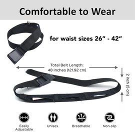 Travel Hidden Pocket Belt With Money Security Black Belt - Cash-Safe Anti-Theft Wallet Nylon Belt
