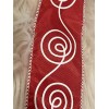 Premium Red & White SWIRL Ribbon 2.5” Premium CHRISTMAS Wired