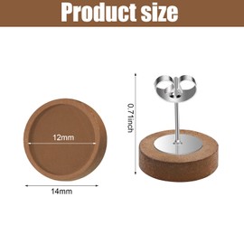 50 Pieces Wood Stud Earring Blanks 12 mm Cabochons Settings Round Wooden Earring Posts Brown Stainless Steel Earring Bezel Blanks for Jewelry Making DIY Crafts