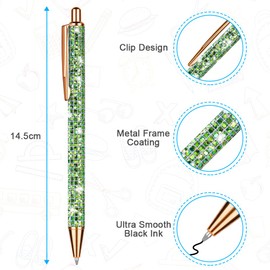 OSDUE Bling Metal Pens, 7 Pieces Glitter Metal Ballpoint Pen, Retractable Ballpoint Pen, Bling Metal Pens Ballpoint Pen for School Office Supplies, 1.0 mm, Black Ink