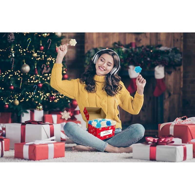 Fruidles Christmas Snowflake Candy Lollipop, Fruit-Flavored Chewables Party Favors 12-Pack