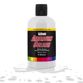 U.S. Art Supply Ready to Spray Special Effects White Transparent Acrylic Airbrush Paint - 8oz Bottle, Professional Grade Non-Toxic Water-Based Colors for Vibrant & Permanent Results