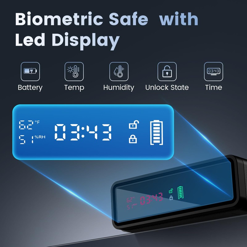 XDeer Biometric Gun Safe for Handgun with Wireless Charging, Quick