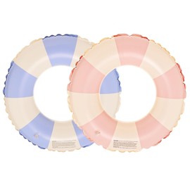 Schwimming4 2 Pieces Stripes Swimming Ring Adult Large Pool Swimming Ring Swimming Ring with Handles, Transparent Pool Floating Ring, Durable Swimming Ring, Summer Pool Water