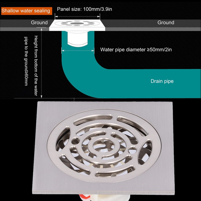 Brushed Shower Floor Drain Copper Floor Strainer for Kitchen Bathroom