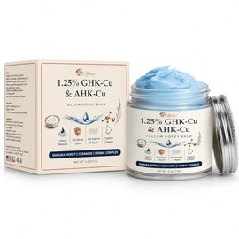Tallow Honey Balm: with 1.25% GHK-Cu & AHK-Cu, Skin Balm for Skin Hydration, Dry Skin Care, Helps Support Skin Barrier, Smooth Fine Lines & Uneven Texture, Facial Nourishment