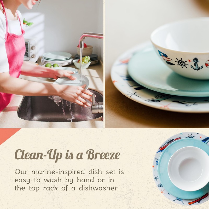 Melamine Dinnerware Sets - 6-pc Marine Dish Set - 2