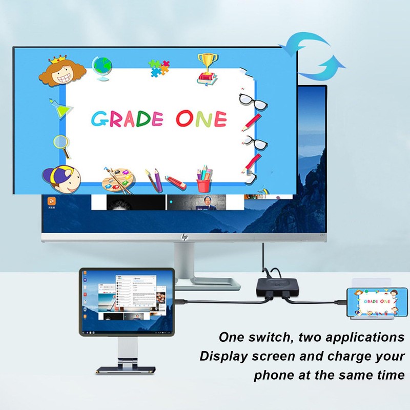 USB C Switch, 2 in 1Output Type C Splitter, One