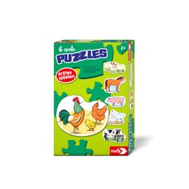 Noris 606012166 – 6 First Puzzles: Farm Animals (Puzzle from 3 Years) – Children's Puzzle with 6 Animal Motifs (2-5 Large Pieces Each), Toy for Toddlers and Children