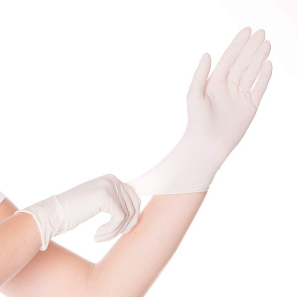 FRANZ MENSCH Hygonorm Skin Light Latex Gloves, Powdered, Cardboard, White,