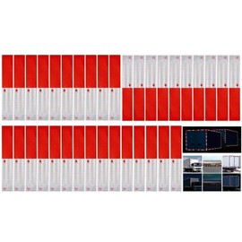 LANCESKEY 35 Pack Reflective Tape 2" × 12" Red/White Conspicuity Safety Caution Warning DOT-C2 Self-Adhesive Tape Trailer Reflector - for Cars, RVs, Trucks, Trailers, Boats, Road Signs