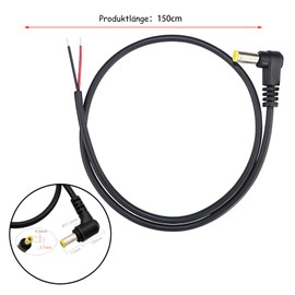 Leloco 3er-Pack Dc Stecker-Verlängerungskabel, 90 Grad dc kabel 5,5 mm x 2,1 mm Männliches Kabel Gelb Stimmgabel L-Typ Adapter, offenes Ende, Ersatz-Reparaturkabel, CCTV-Überwachungskamera,DVR