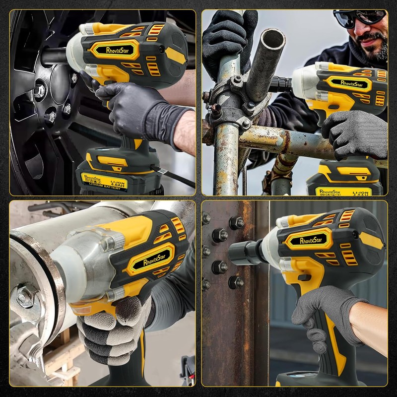 Rhovixster Cordless Impact Wrench 1/2 - 580N.M Max Cordless Impact