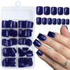 Bellelfin 240pcs Short Press on Nails Dark Blue Full Cover