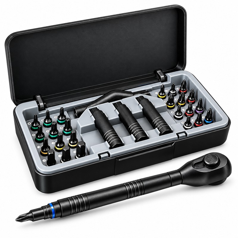 24-in-1 Manual Ratchet Screwdriver Set – Aluminum Alloy Handle with