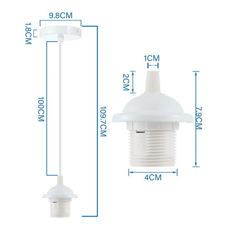 Vecys 1PCS Pendant Light Fitting,Ceiling Fitting Set with 100cm Adjustable