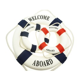 Bilipala 3Pcs Cloth Life Ring Buoy, Home Wall Nautical Decor, 12.5 & 5.5 Inches