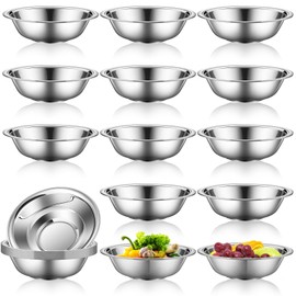 Tioncy 20 Pack Small Mixing Bowls, 6.3 Inch Stainless Steel Wide Nesting Prep Bowls Set with Flat Base for Sauces Serving Soup Snack Salad, 3/4 Quart Meal Cooking Baking, Reusable and Dishwasher Safe