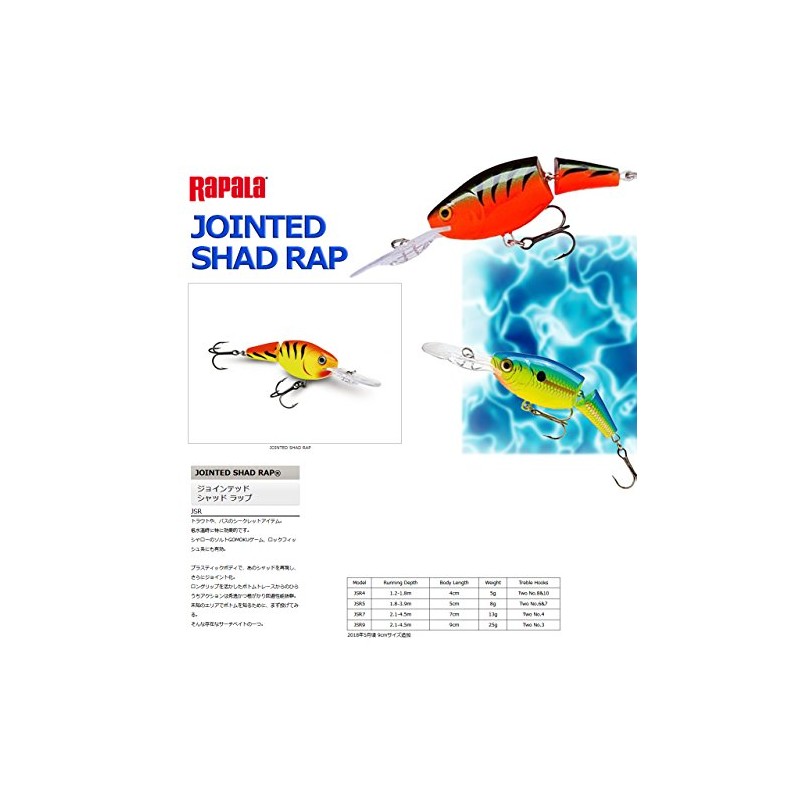 Rapala ARTICULATED SUSPENDING LURE JOINTED SHAD RAP - 13, per